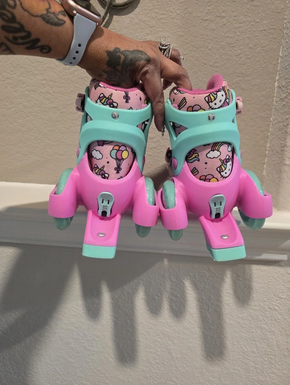 Hello Kitty Kids Adjustable Pink & Mint Roller Skates